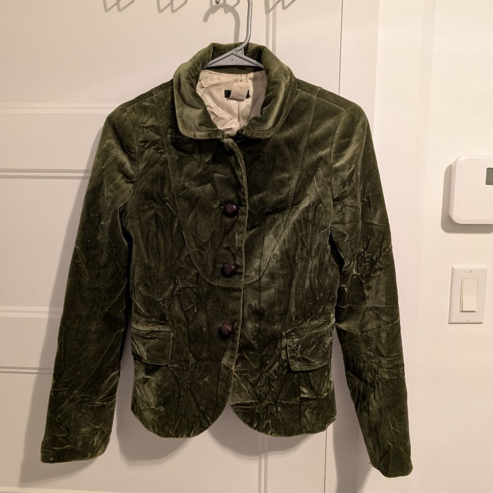 J Crew/Green Velvet Blazer Sz 2